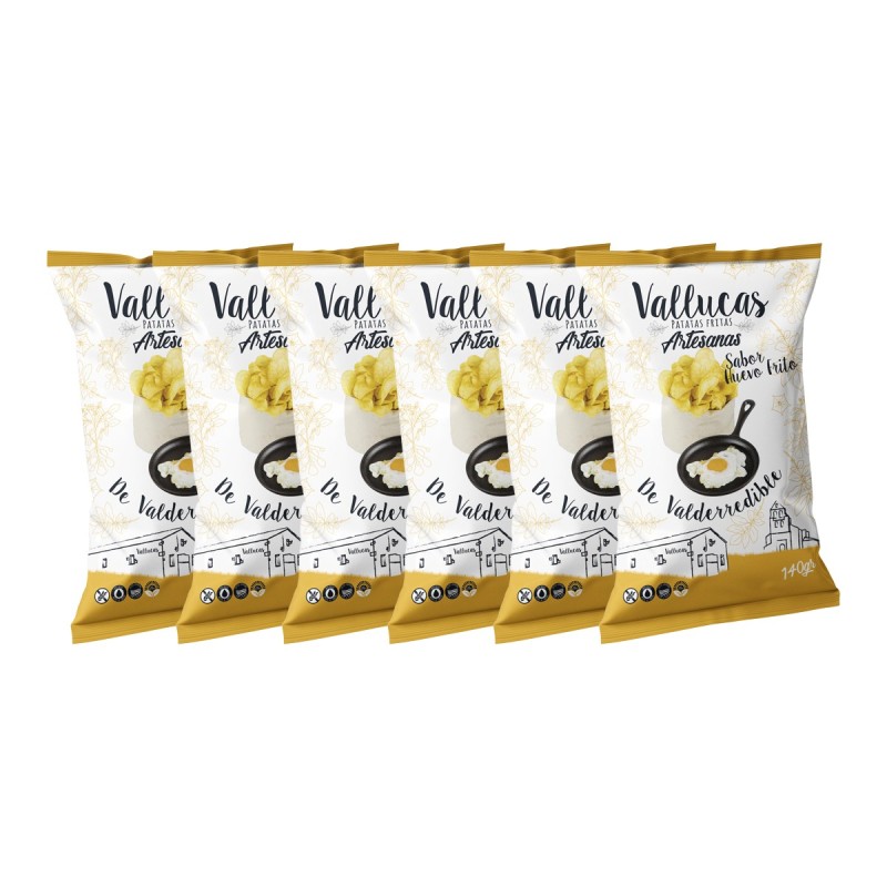 Vallucas - patatas fritas sabor huevo frito, pack de bolsas de 140g Vallucas - patatas fritas sabor huevo frito, pack de bolsas de 140g