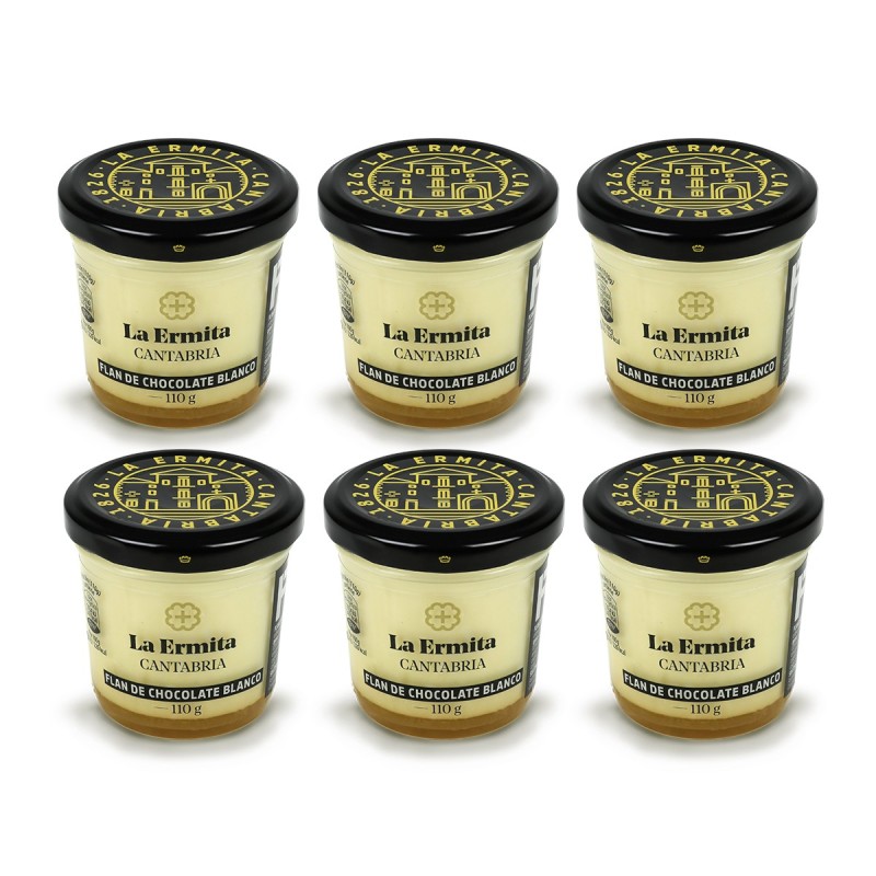 La Ermita - Flan de chocolate blanco, pack de tarros de 110g