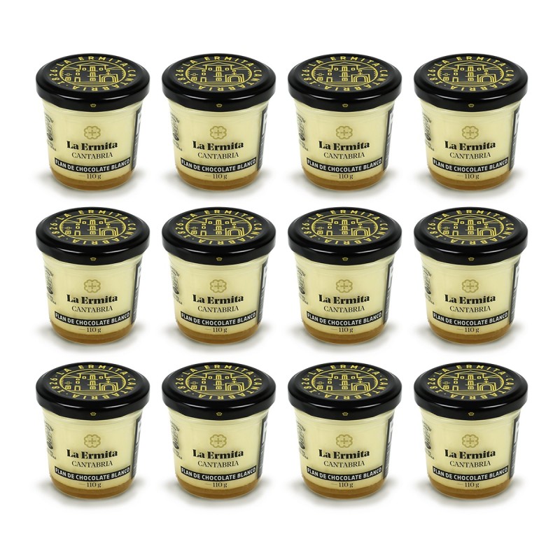 La Ermita - Flan de chocolate blanco, pack de 12 tarros de 110g La Ermita - Flan de chocolate blanco, pack de 12 tarros de 110g