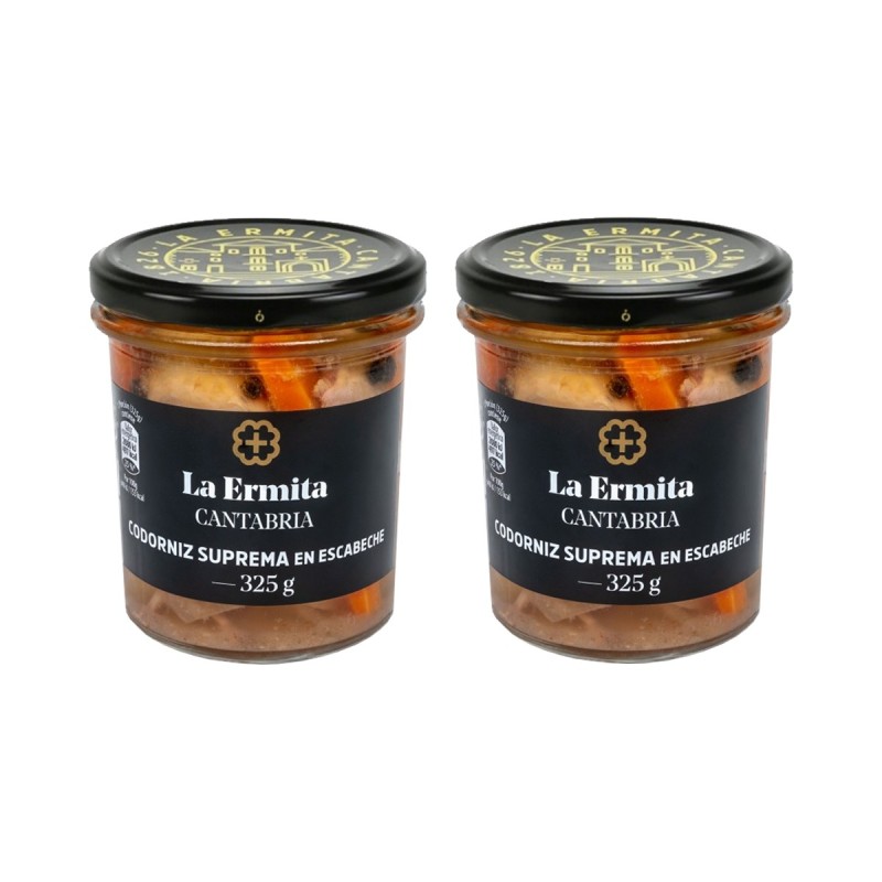 La Ermita - Codorniz suprema en escabeche, pack de 2 tarros de 325g La Ermita - Codorniz suprema en escabeche, pack de 2 tarros de 325g