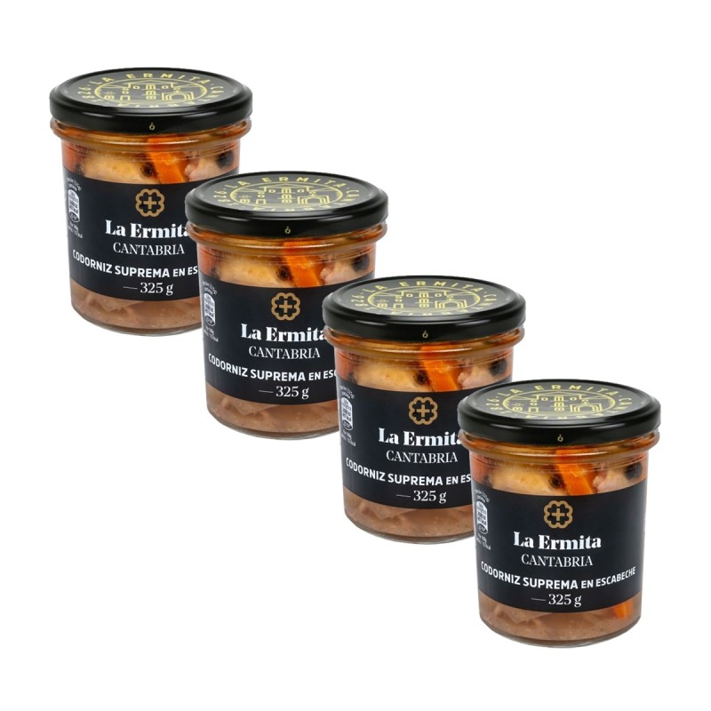 La Ermita - Codorniz suprema en escabeche, pack de 4 tarros de 325g La Ermita - Codorniz suprema en escabeche, pack de 4 tarros de 325g