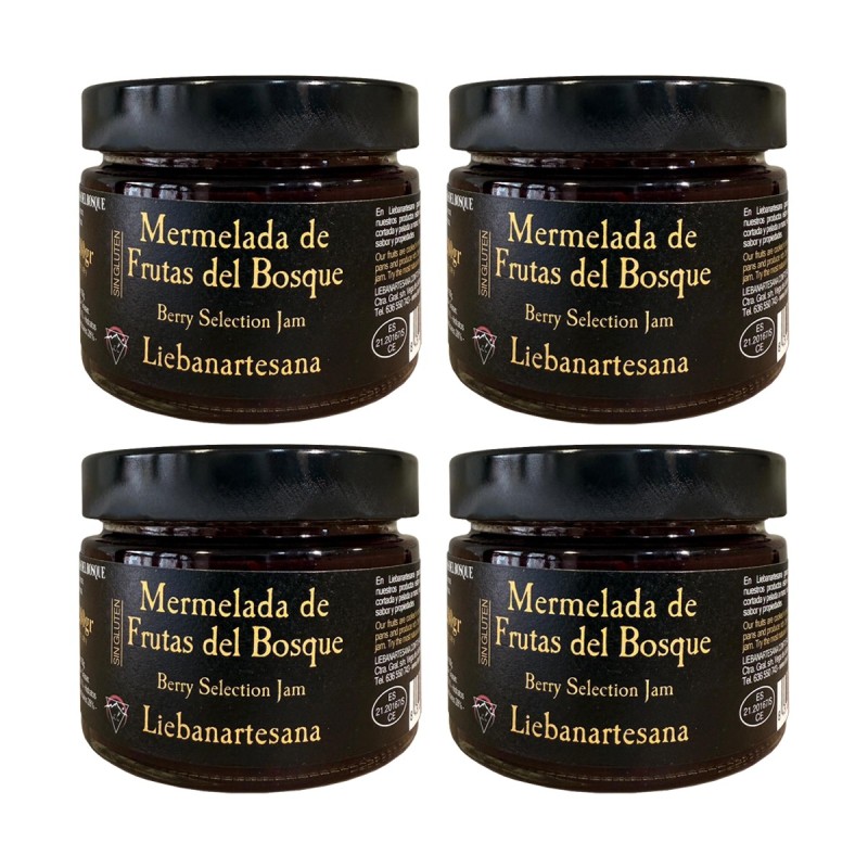 Liébana Artesana - Mermelada de frutas del bosque, 4 tarros de 280g Liébana Artesana - Mermelada de frutas del bosque, 4 tarros de 280g