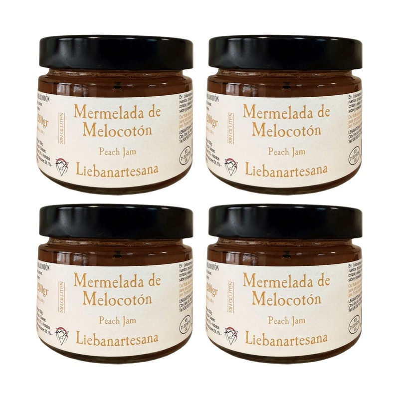 Liébana Artesana - Mermelada de melocotón, 4 tarros de 280g Liébana Artesana - Mermelada de melocotón, 4 tarros de 280g