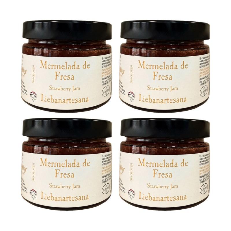 Liébana Artesana - Mermelada de fresa, 4 tarros de 280g Liébana Artesana - Mermelada de fresa, 4 tarros de 280g