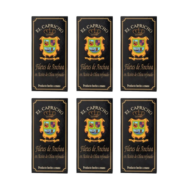 El Capricho - Anchoas del Cantábrico en aceite de oliva, pack de 6 octavillos de 50g El Capricho - Anchoas del Cantábrico en aceite de oliva, pack de 6 octavillos de 50g