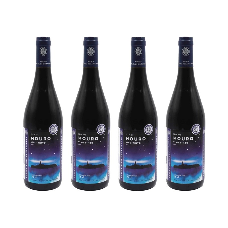Bodega Bahía de Santander - Vino tinto Isla de Mouro, pack de 4 botellas de 75 cl. Bodega Bahía de Santander - Vino tinto Isla de Mouro, pack de 4 botellas de 75 cl.