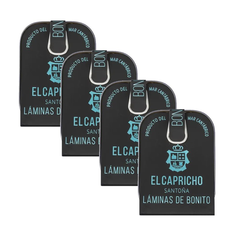 El Capricho - Láminas de bonito del norte en aceite de girasol, pack de 4 latas de 110g El Capricho - Láminas de bonito del norte en aceite de girasol, pack de 4 latas de 110g