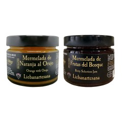 Liebanartesana - Mermelada de naranja al orujo + mermelada de frutos del bosque
