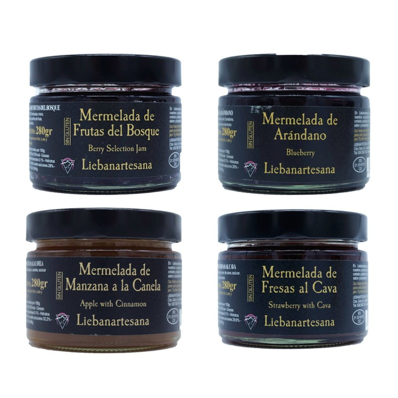 Liebanartesana - Pack 1 de mermeladas variadas, 4 tarros de 280g Liebanartesana - Pack 1 de mermeladas variadas, 4 tarros de 280g