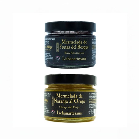 Liebanartesana - Mermelada de naranja al orujo + mermelada de frutos del bosque
