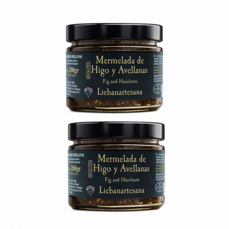 Liebanartesana - Mermelada de higo y avellanas, pack de 2 tarros de 280g