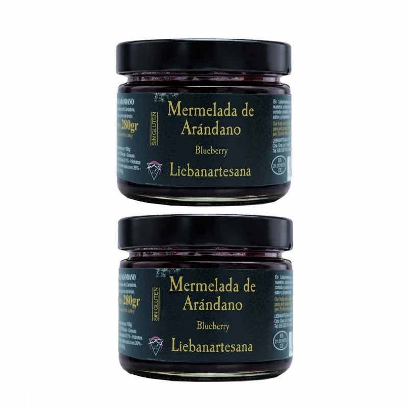 Liebanartesana - Mermelada de arándano de Cantabria, pack de 2 tarros de 280g