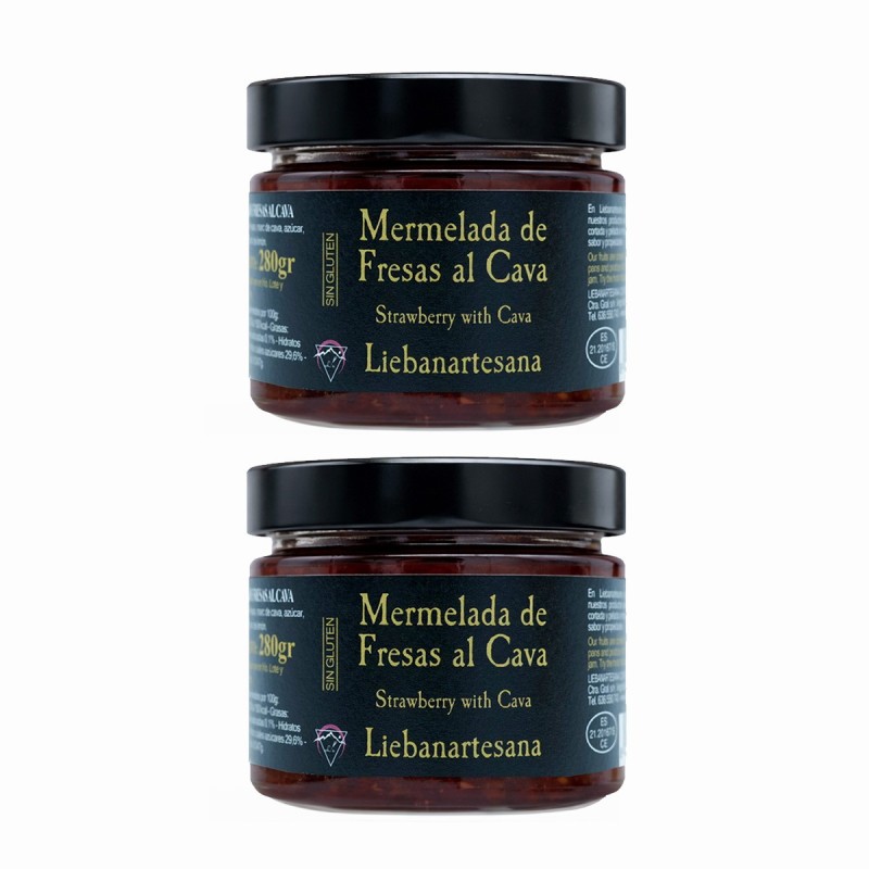 Liebanartesana - Mermelada de fresas al cava, pack de 2 tarros de 280g
