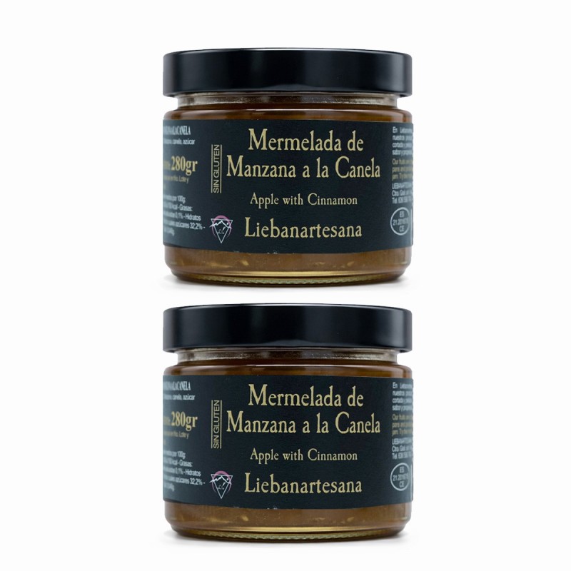 Liebanartesana - Mermelada de manzana a la canela, pack de 2 tarros de 280g