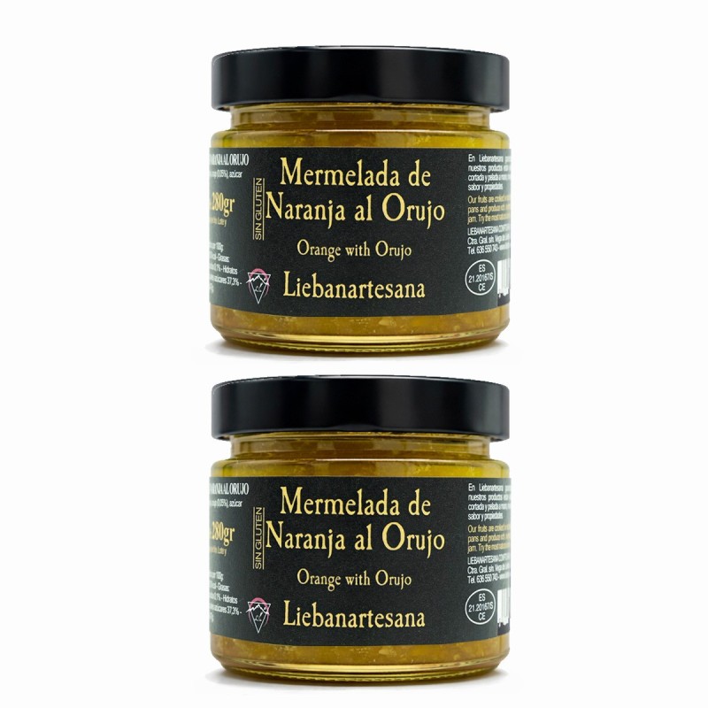 Liebanartesana - Mermelada de naranja al orujo, pack de 2 tarros de 280g