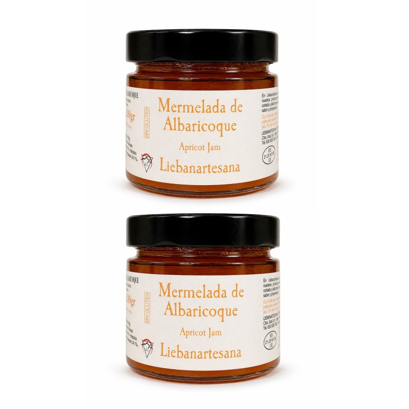 Liebanartesana - Mermelada de albaricoque, pack de 2 tarros de 280g